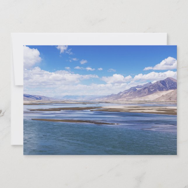 Brahmaputra river and mountain landscape - Tibet Invitation (Front)