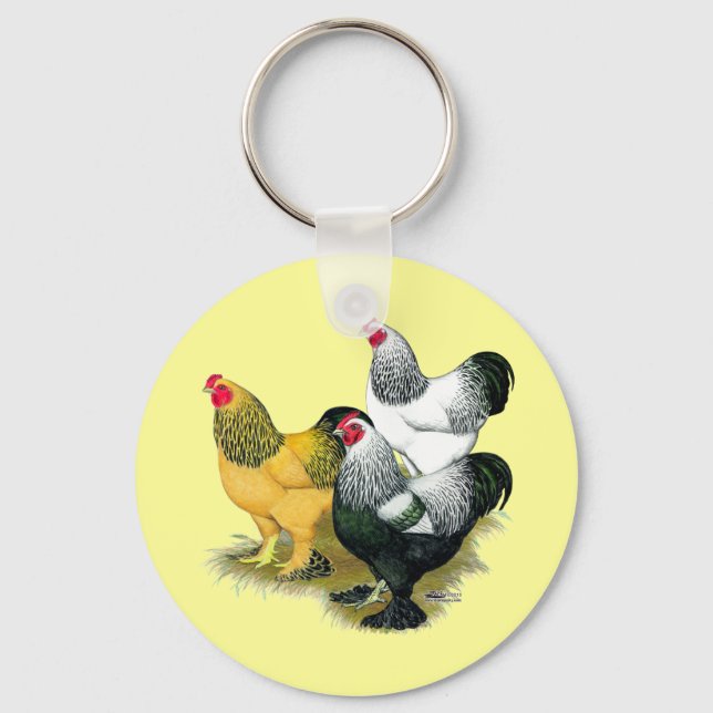 Brahmas Three Roosters Keychain (Front)