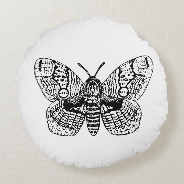 Brahmin moth drawing round pillow (Back)
