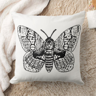 Brahmin moth drawing throw pillow