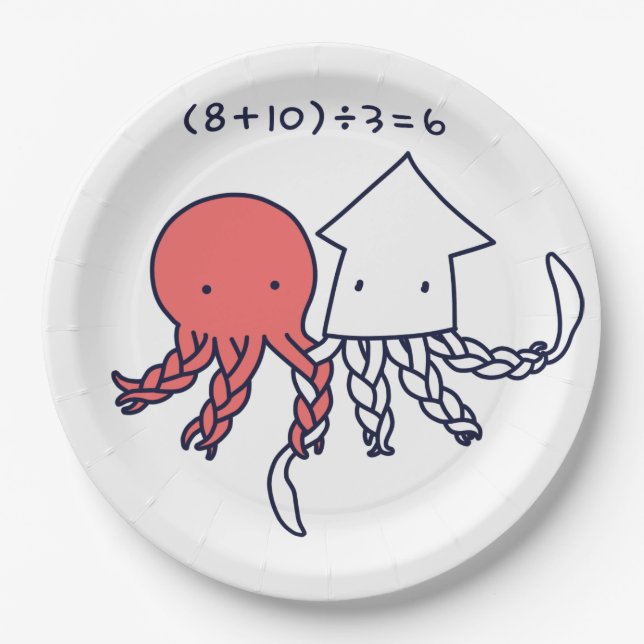[Braid of octopus and squid] Octopus and squid in  Paper Plate (Front)