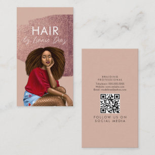 Braid Salon Beauty Black Bold Typography  Business Card