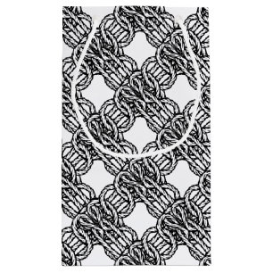 Braided black and white boho rope design small gift bag