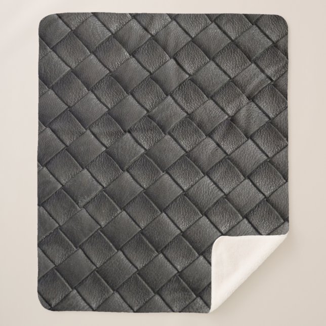 Braided Black Leather: Vintage Texture Sherpa Blanket (Front)