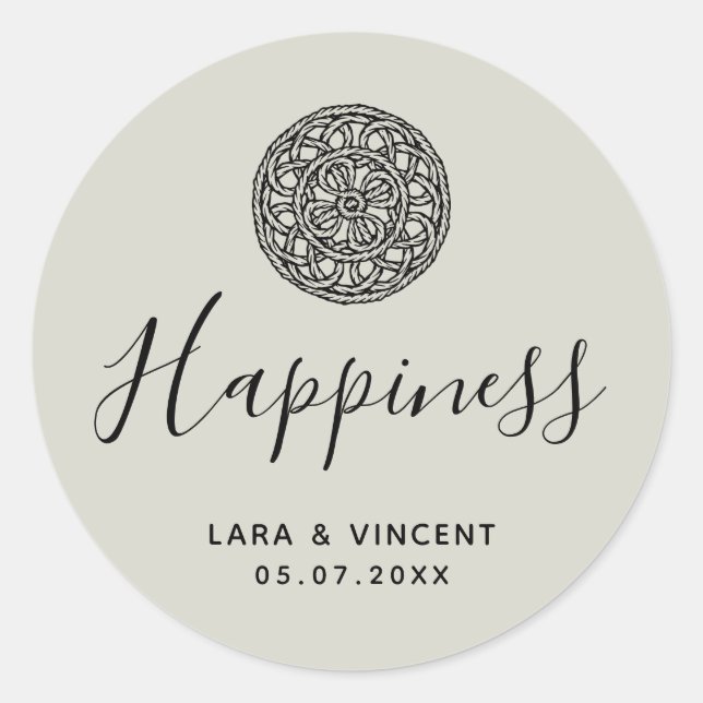 Braided Celtic Style pattern Thank you Classic Round Sticker (Front)