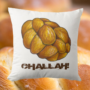 Braided Challah Bread Loaf Jewish Holiday Baking Throw Pillow