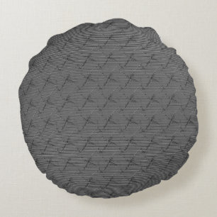 Braided grey with small stripes and pixelated thro round pillow