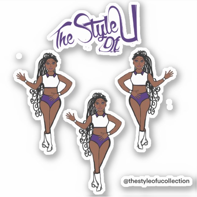Braided Majorette / Dancer Stickers Purple (Front)