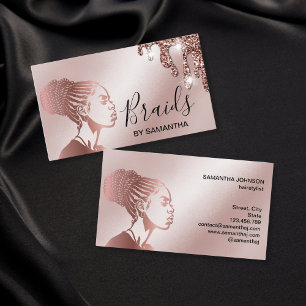Braids Braided Hair Afro American Woman Business C Card