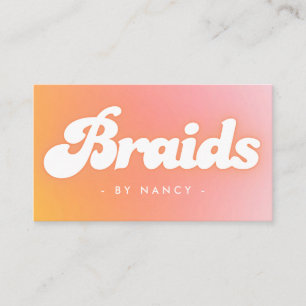 Braids Groovy Retro Peach Business Card
