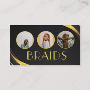 ​Braids Hair Salon Black Gold 3 Photo Business Card
