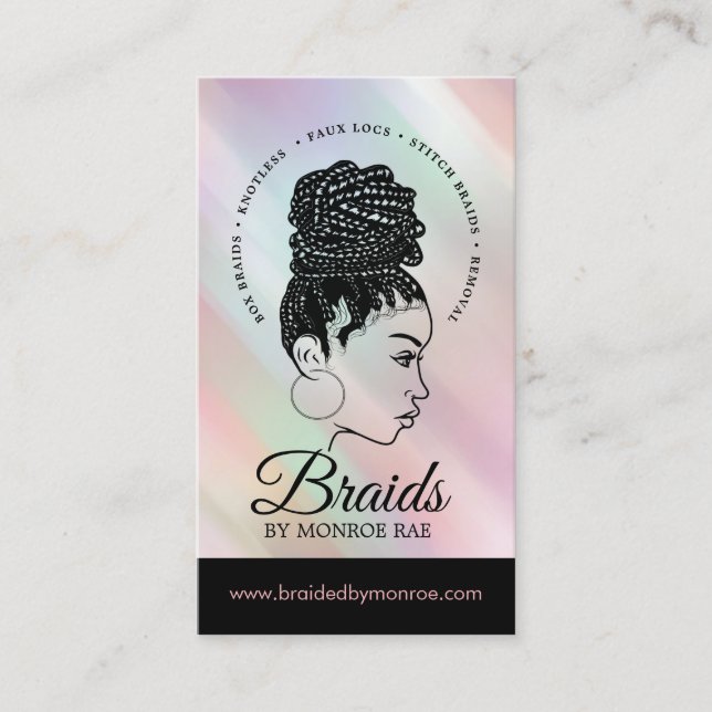 Braids Hair Stylist Braider Beautician Salon Busin Business Card (Front)
