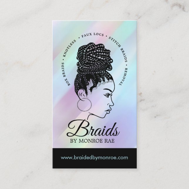 Braids Hair Stylist Braider Beautician Salon Business Card (Front)