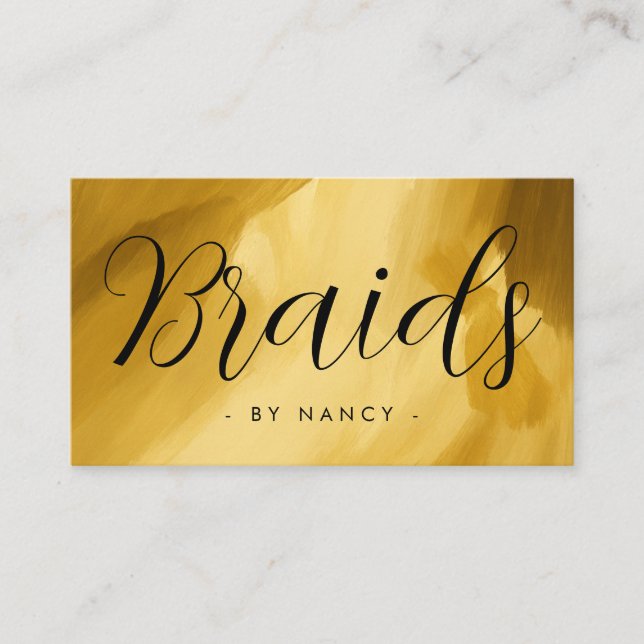 Braids Typography Gold brush stroke  Business Card (Front)