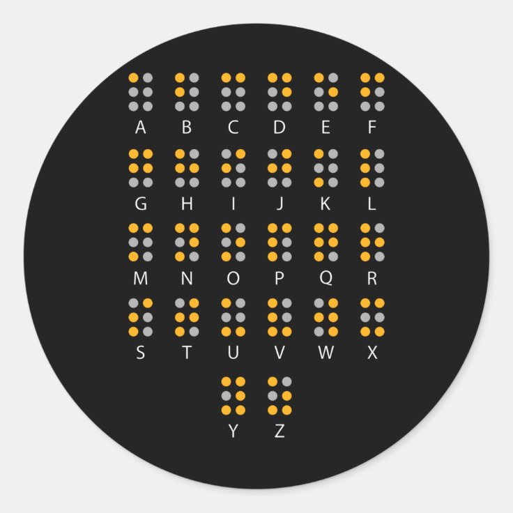Braille Alphabet Blind Art Classic Round Sticker Zazzle