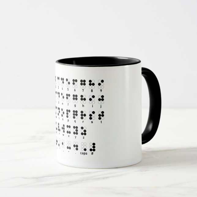 Braille alphabet blind letters symbol mug (Front Right)