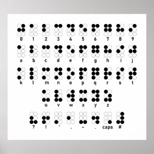 Braille alphabet blind letters symbol poster