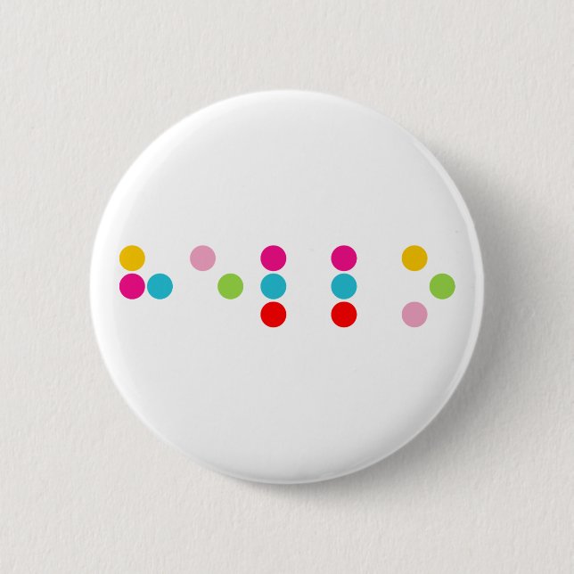 Braille blind language alphabet letters hello text 2 inch round button (Front)