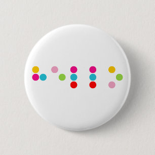 Braille blind language alphabet letters hello text 2 inch round button