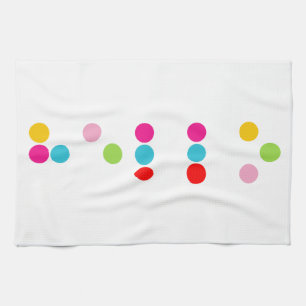 Braille blind language alphabet letters hello text kitchen towel