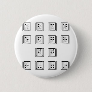 Braille Computer Key Numbers 2 Inch Round Button