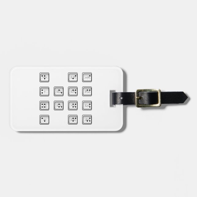 Braille Computer Key Numbers Luggage Tag (Front Horizontal)