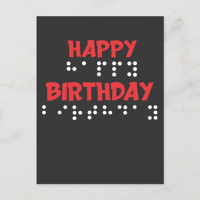 Braille Dots - Happy Birthday t-shirt Blind Postcard (Front)