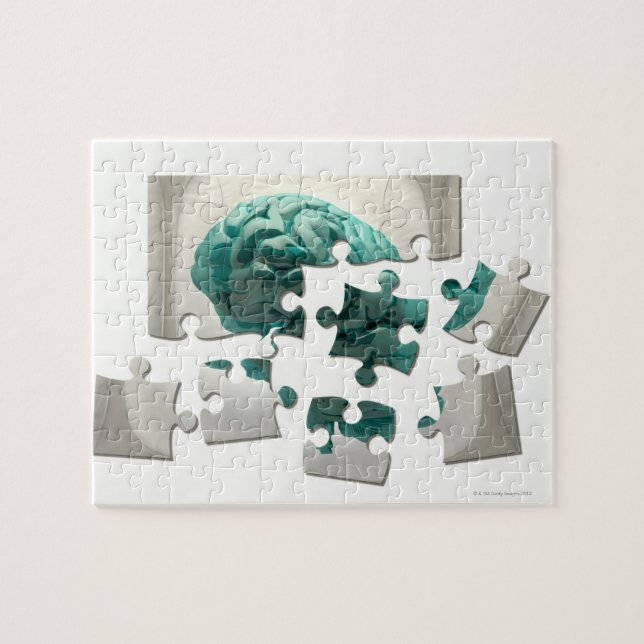 Brain analysis, conceptual computer artwork. jigsaw puzzle (Horizontal)