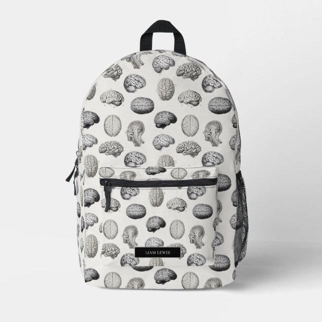 Brain Anatomy Biology Illustrations Printed Backpack (Front)