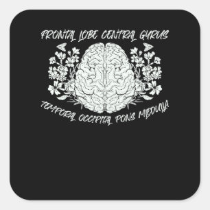 Brain Anatomy Floral  Nurse Flowers Nursing School Square Sticker