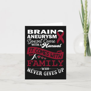 Brain Aneurysm Awareness Burgundy Ribbon Family Su Card