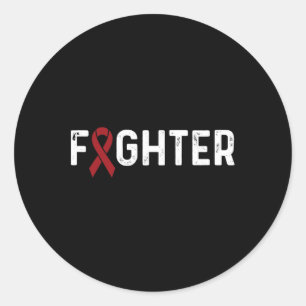 Brain Aneurysm Awareness Burgundy Ribbon Fighter Classic Round Sticker