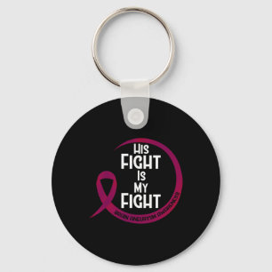 Brain Aneurysm Awareness Burgundy Ribbon His Fight Keychain