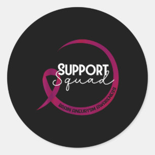 Brain Aneurysm Awareness Burgundy Ribbon Support S Classic Round Sticker
