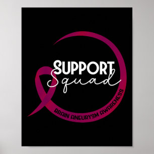 Brain Aneurysm Awareness Burgundy Ribbon Support S Poster