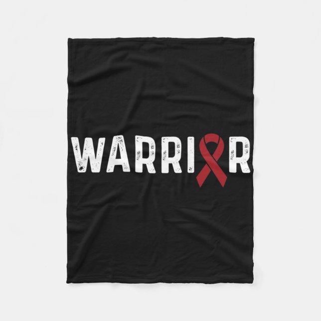 Brain Aneurysm Awareness Burgundy Ribbon Warrior  Fleece Blanket (Front)