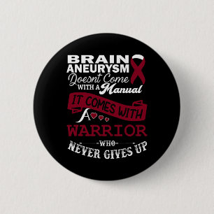 Brain Aneurysm Awareness Burgundy Ribbon Warrior S 2 Inch Round Button