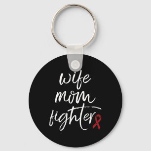 Brain Aneurysm Awareness Burgundy Ribbon Wife Mom  Keychain