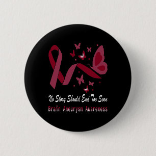 Brain Aneurysm Awareness Butterfly Burgundy Ribbon 2 Inch Round Button