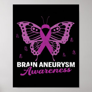 Brain Aneurysm Awareness Butterfly Surgery Support Poster