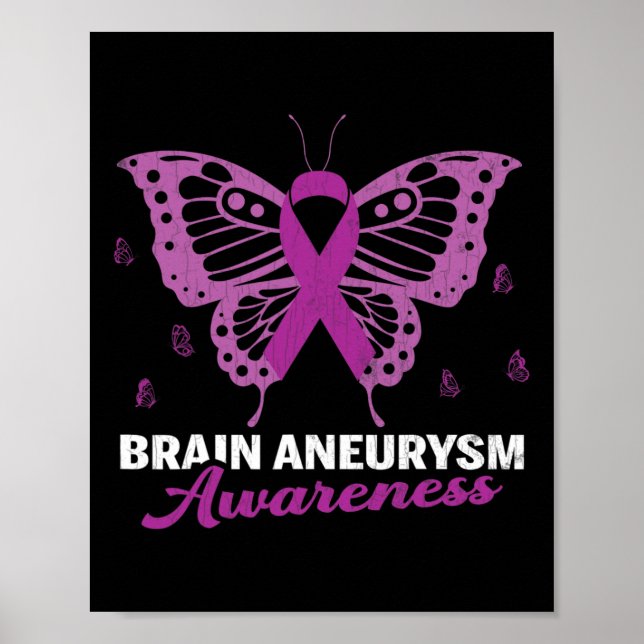 Brain Aneurysm Awareness Butterfly Surgery Support Poster (Front)