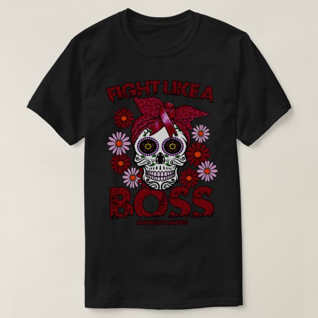 Brain Aneurysm Awareness fight like a boss T-Shirt (Design Front)