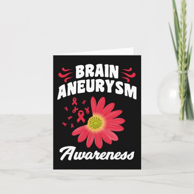 Brain Aneurysm Awareness Flower Ribbon Support Gra Card (Front)