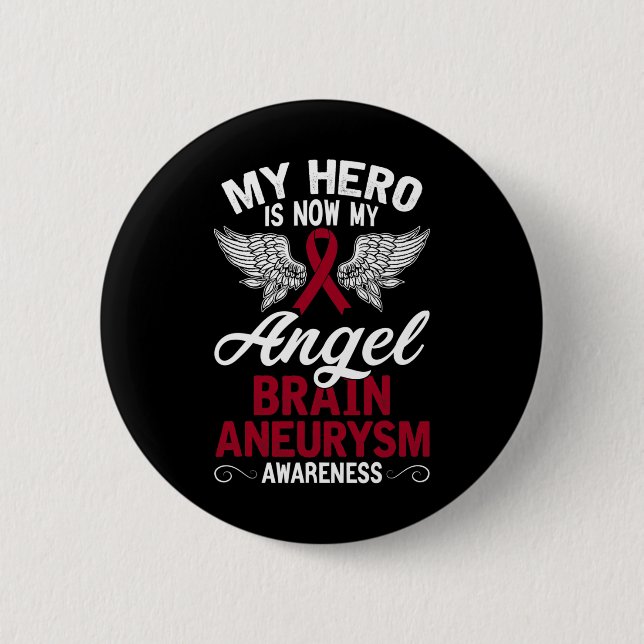 Brain Aneurysm Awareness Gift Burgundy Ribbon 1 2 Inch Round Button (Front)