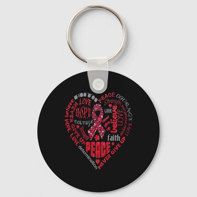 Brain Aneurysm Awareness Heart Words Ba Keychain (Front)