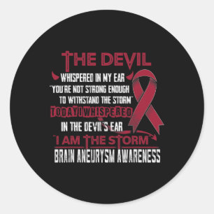 Brain Aneurysm Awareness I am the Storm Devil  Classic Round Sticker