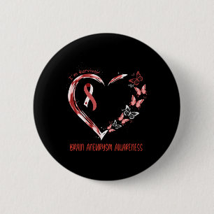 Brain Aneurysm Awareness I'm Survivor Heart Ribbon 2 Inch Round Button