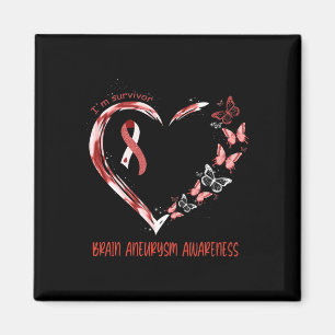 Brain Aneurysm Awareness I'm Survivor Heart Ribbon Magnet
