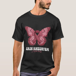 Brain Aneurysm Awareness Month Burgundy Ribbon But T-Shirt