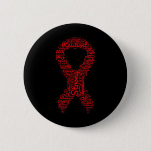 Brain Aneurysm Awareness Month Ribbon With Words  2 Inch Round Button